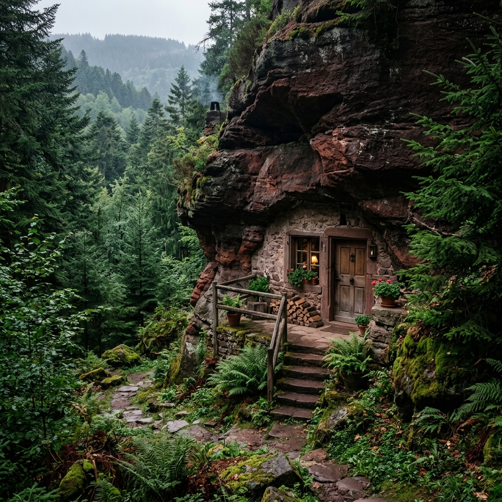 Maisons dans la roche en Alsace