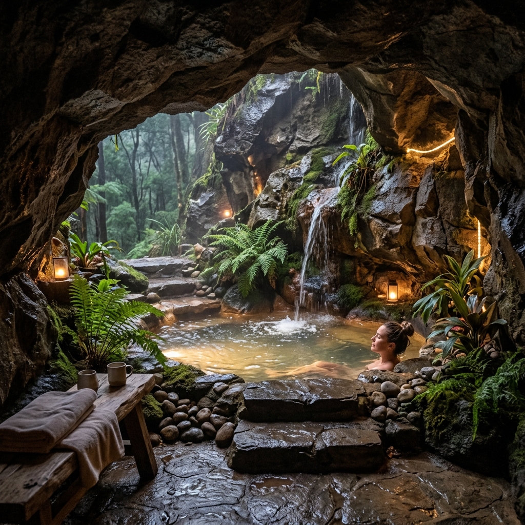 Espace détente creusé dans la roche